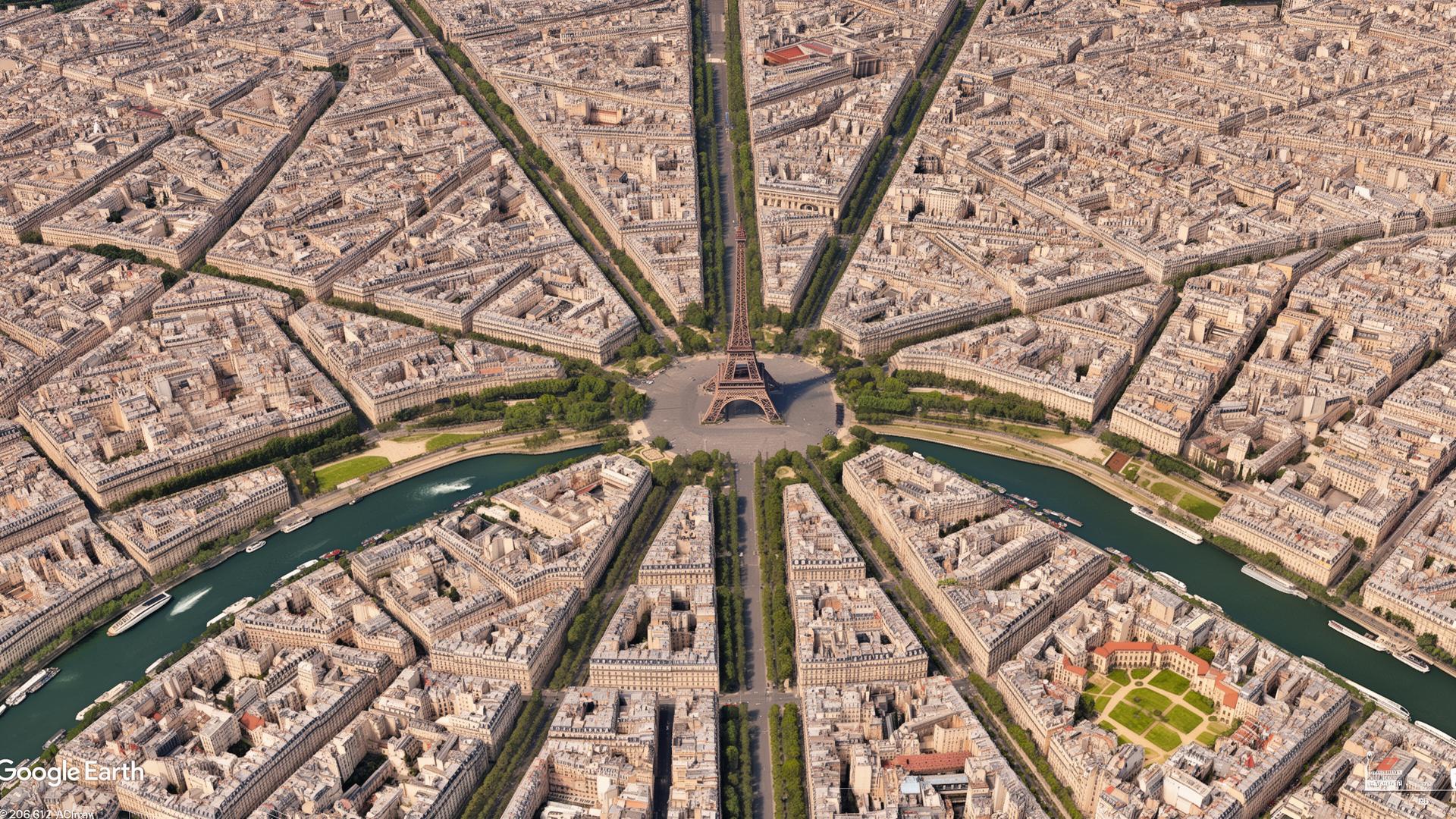Satellite view of Paris, France